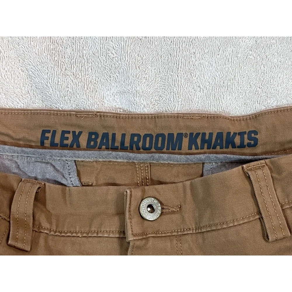 Duluth Trading Co Mens Flex Ballroom Khakis Brown Relaxed Fit Work Pants 32x30